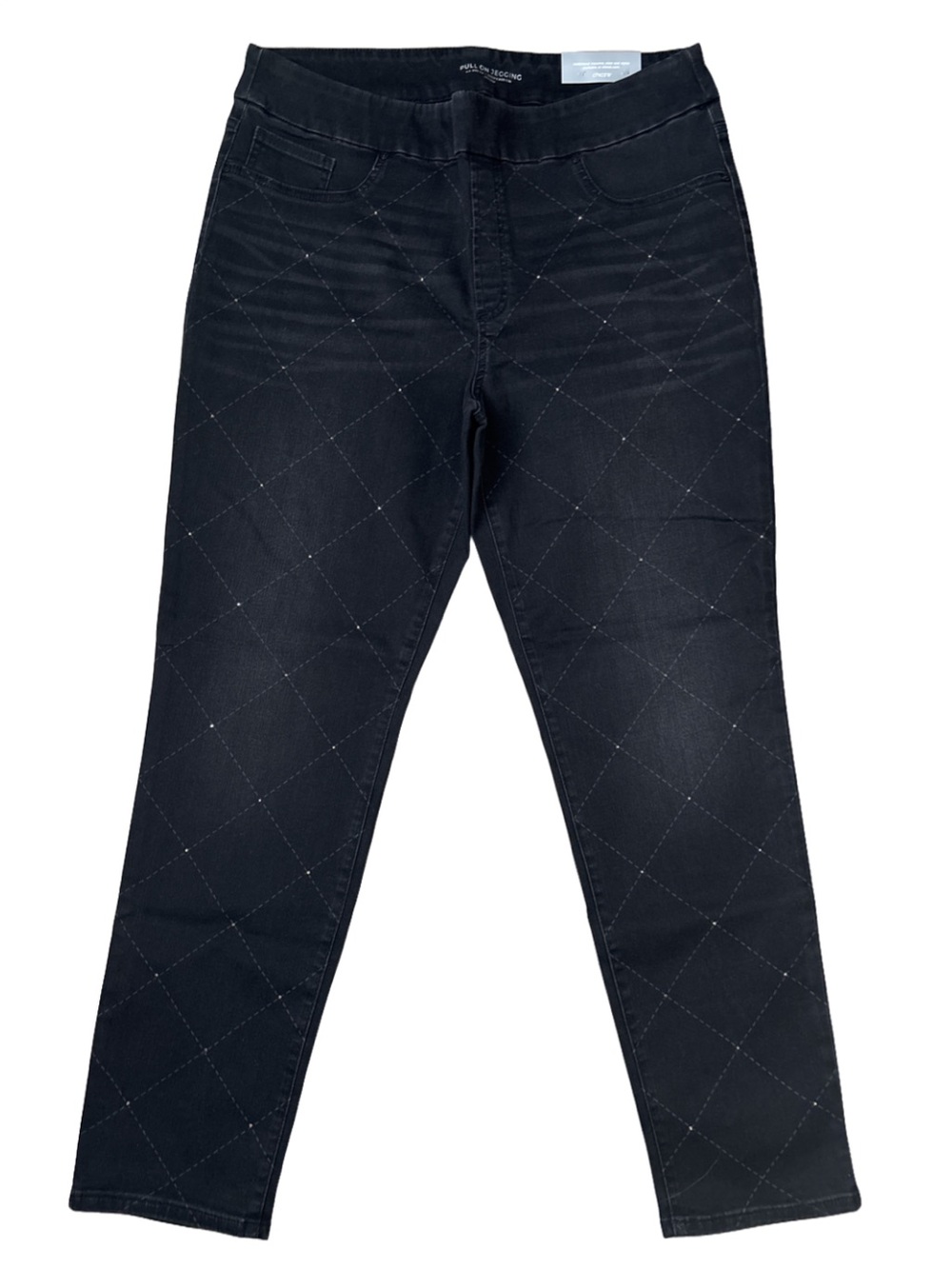 NWT Chico’s Black Pull On Stretch Jeggings in Darknight Wash Size 14 Glam Casual